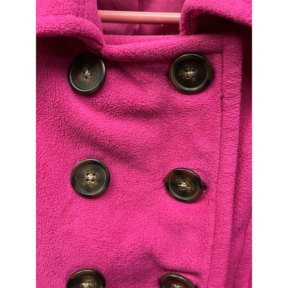 Old Navy Pink‎ Button Down Fleece Pea Coat Womens Medium - Picture 6 of 7
